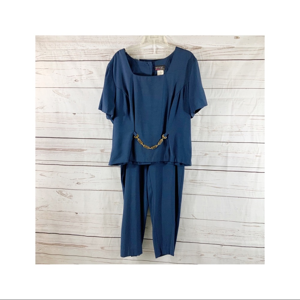 Navy Blue Pants Suit By M.H.M Melissa Harper NWOT
